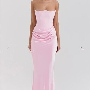 House of CB Persephone Pink Strapless Corset Maxi Dress